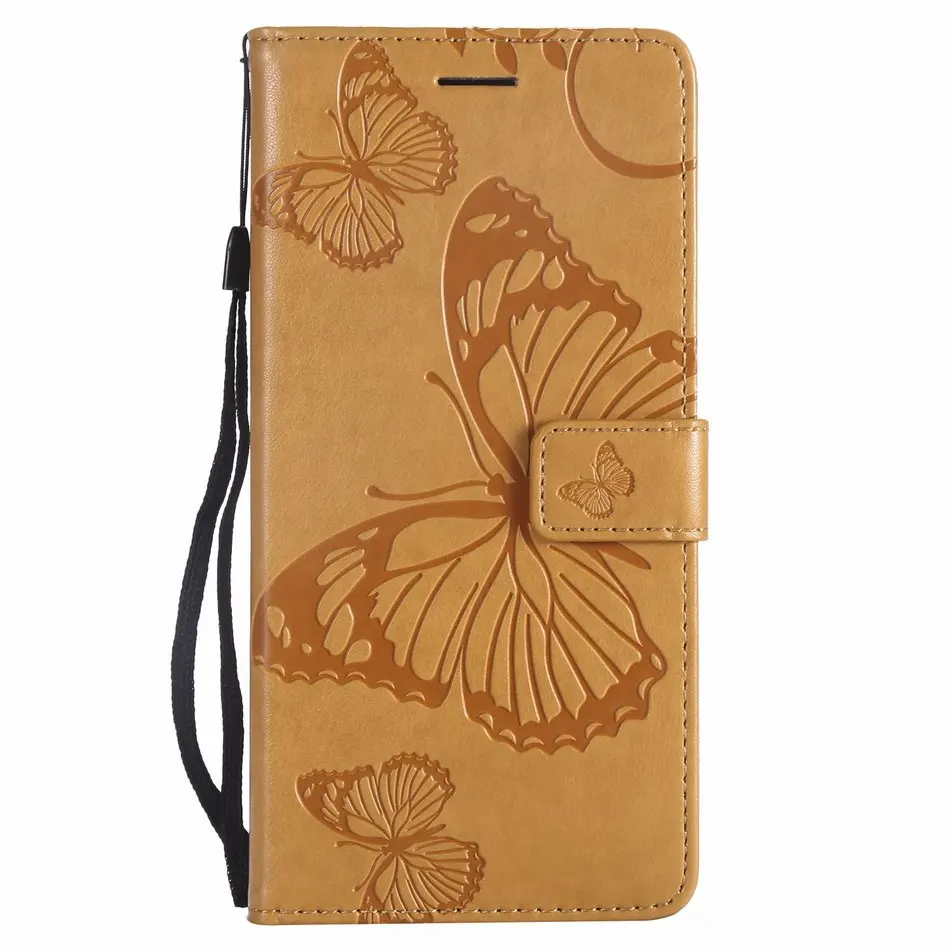 Yellow Кожаные чехлы с бабочкой для Apple iPhone 11 Pro Max 5 5S SE 6 6S 7 8 Plus XR X XS Max откидные чехлы с подставкой DP06F - Цвет: Yellow