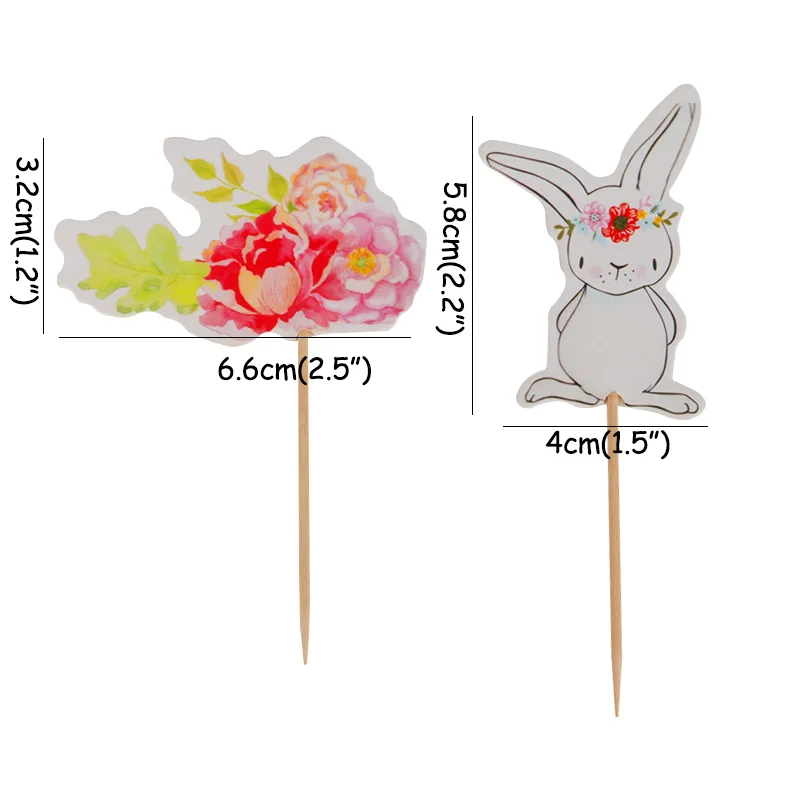 24pcs toppers-C Cyuan, милое пасхальное праздничное украшение, топпер для кексов, милый мультяшный кролик, детский праздничный торт для дня рождения, украшение для торта, тема пасхального кролика - Цвет: 24pcs toppers-C