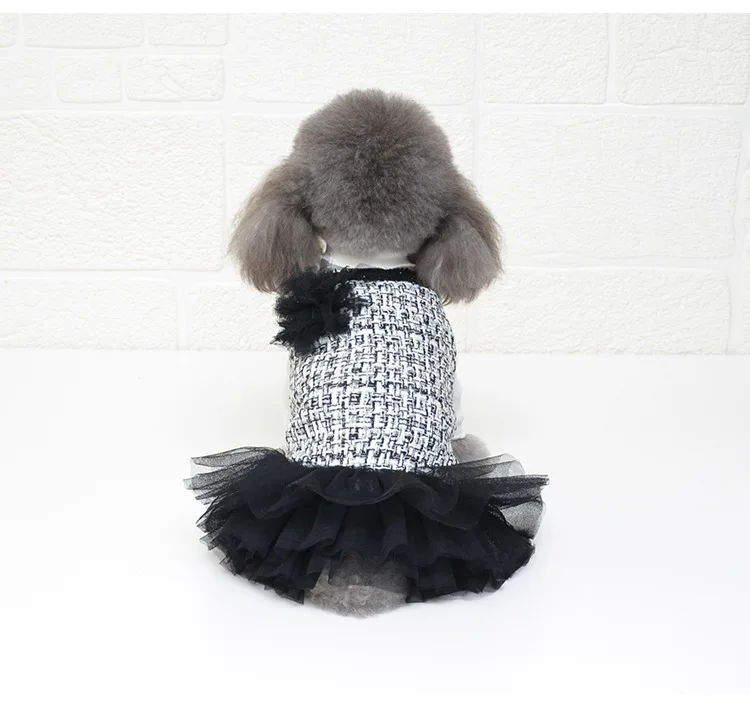 Одежда для домашних животных черная розовая юбка пачка с кружевным дизайном