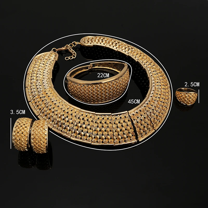 

Fani 2019 Dubai gold Bridal Jewelry Set Wholesale Nigerian woman accessories jewelry set Fashion African Beads Jewelry Set