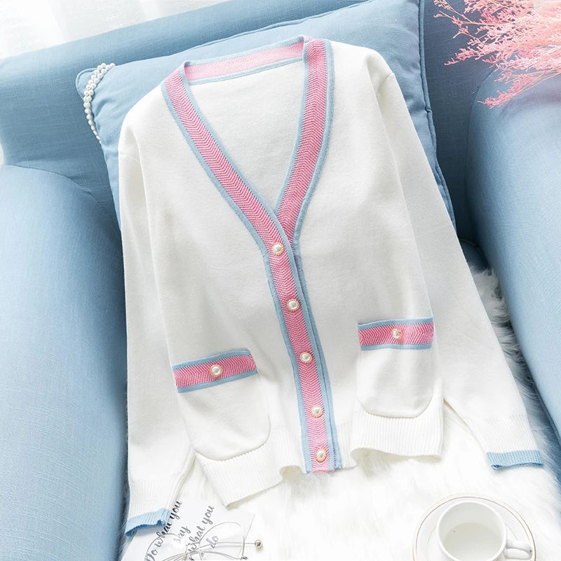 Женский яркого цвета в стиле пэчворк кардиган с V-образным вырезом элегантный