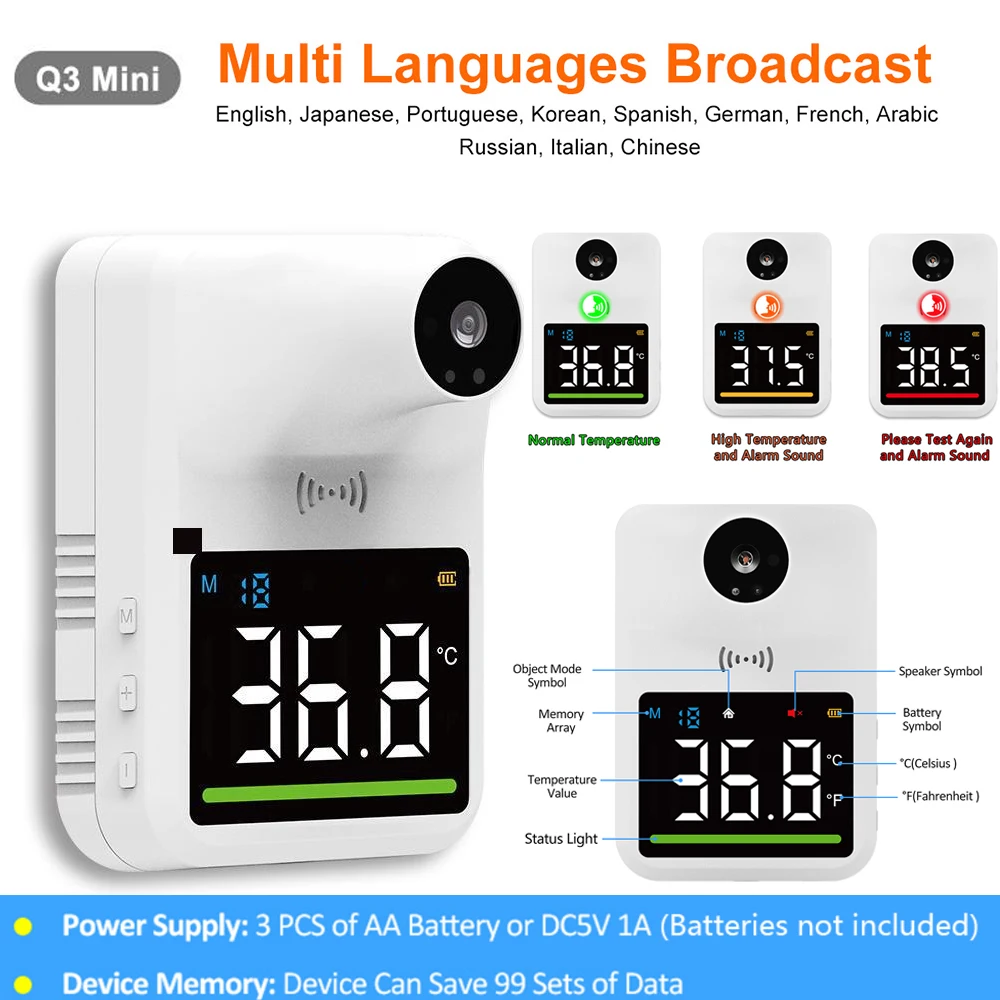 Цифровой термометр с поддержкой 11 языков пирометр терморегулятор клинический