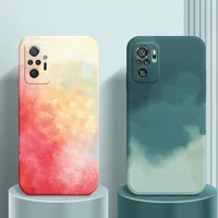 watercolor square silicone soft phone case on for xiaomi redmi note 10 s note10 pro max 10pro 10s 5g 4g painted back cover
