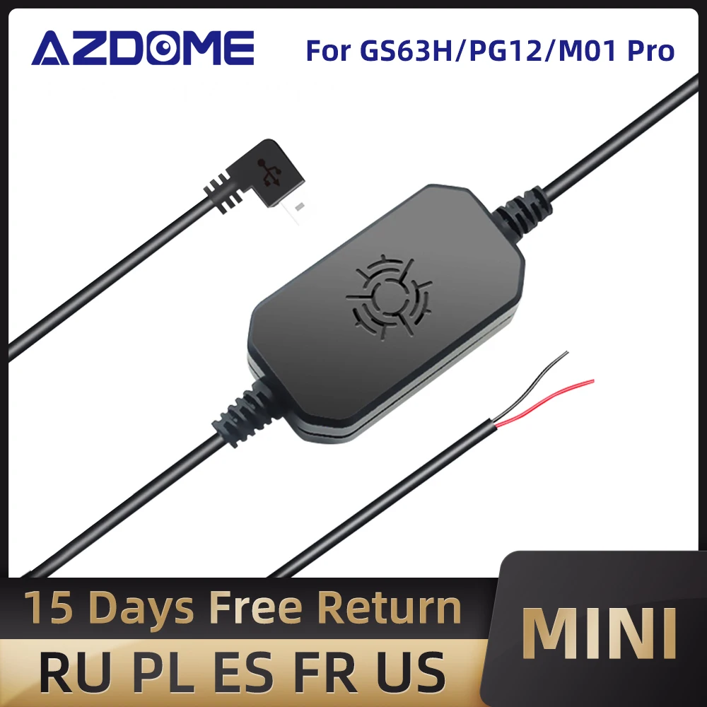 AZDOME 12/24В до 5В 2а мини USB Hardwire Kit DVR кабель адаптера питания для M11 M06 GS63H PG12 PG02 Dash Cam