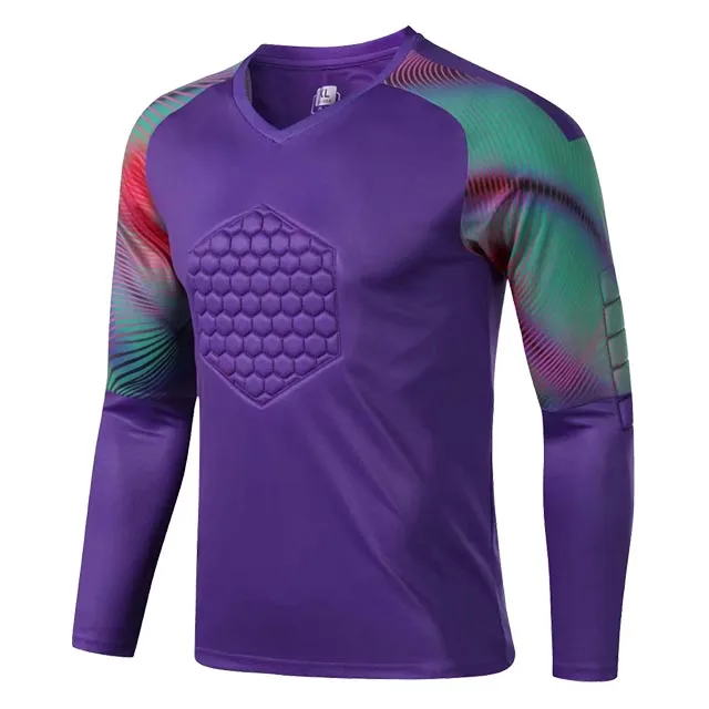 purple Long sleeve Мужские Вратарские футбольные майки, наборы, футбольные Вратарские Вратари, трикотажные штаны, футбольные регби, трикотажные изделия, форма вратаря - Цвет: purple Long sleeve