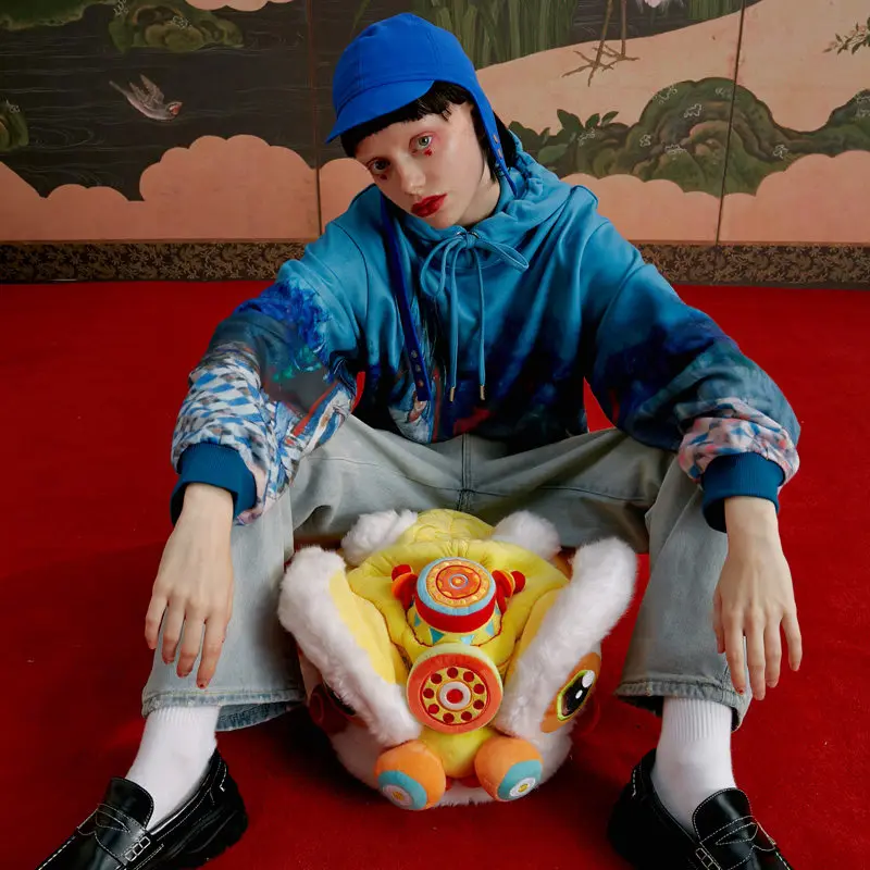 Unifree2019 Осень Новый Повседневный модный принт с капюшоном средней длины пуловер