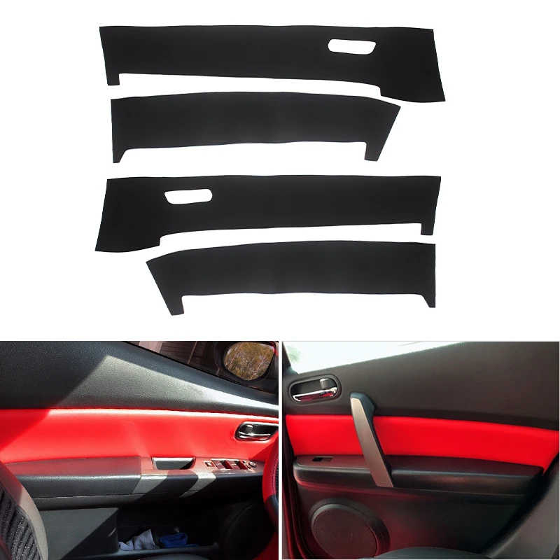 

4pcs Car Soft Microfiber Leather Door Panel Armrest Cover Interior Trim For Mazda 6 2009 2010 2011 2012 2013 2014 2015
