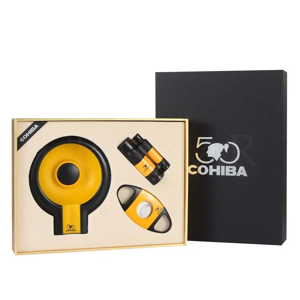 COHIBA сигарный набор ветрозащитный 3 струйный фонарь Зажигалка Карманный