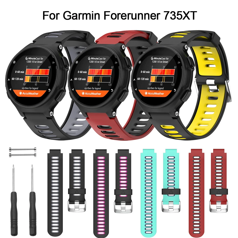 

Silicone Strap for Garmin Forerunner 735XT Watchband Replacement Soft Band siliconen horlogeband correa de reloj 22mm+220mm