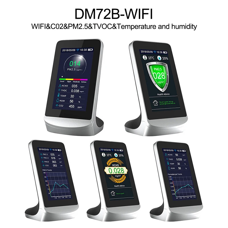 Монитор качества воздуха с Wi-Fi детектором формальдегидов измеритель CO2 PM2.5 TVOC