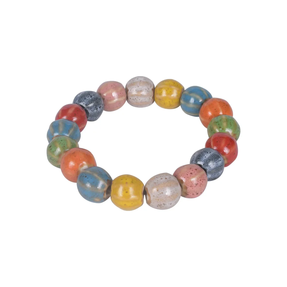 Новый натуральный многоцветный керамический камень Круглый браслет из бисера