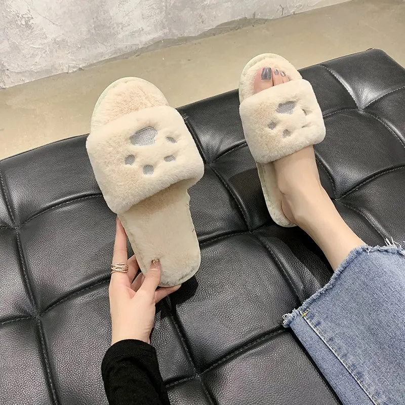 New Style Non-slip Plush Slippers for Autumn and Winter Women's Outer Wear Soft-soled Comfortable Cotton Slippers Women's Shoes