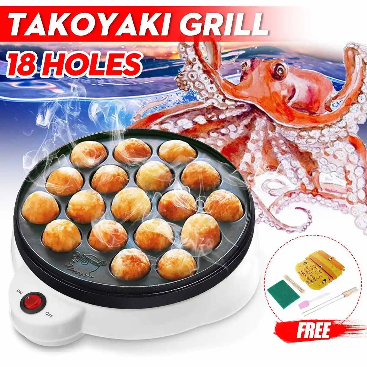 Вилка AU 850 Вт 18 отверстий электрическая сковорода для гриля Takoyaki сделай сам