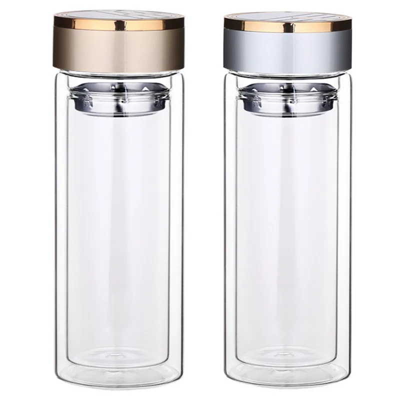 

300ml Anti-scalding Business Cup Portable Office Double Wall Glass Tea Bottle with Stainless Steel with Tea Filter