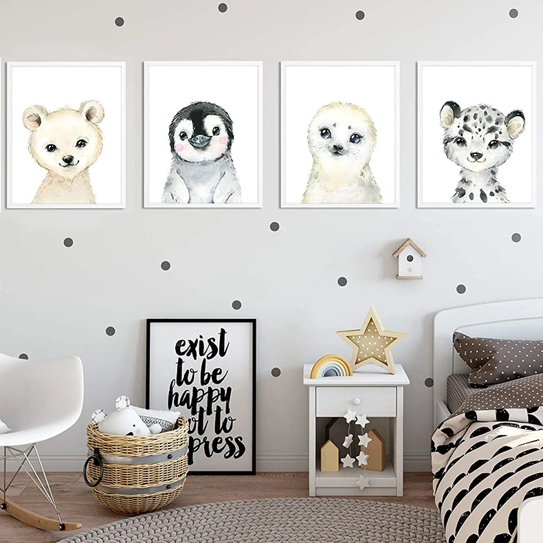 Детские Пингвин печать постер с изображением медведя милая картина рисунком