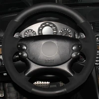 black leather suede car steering wheel cover for mercedes benz e63 amg 2006 2008 cls 63 amg 2007 auto steering covers