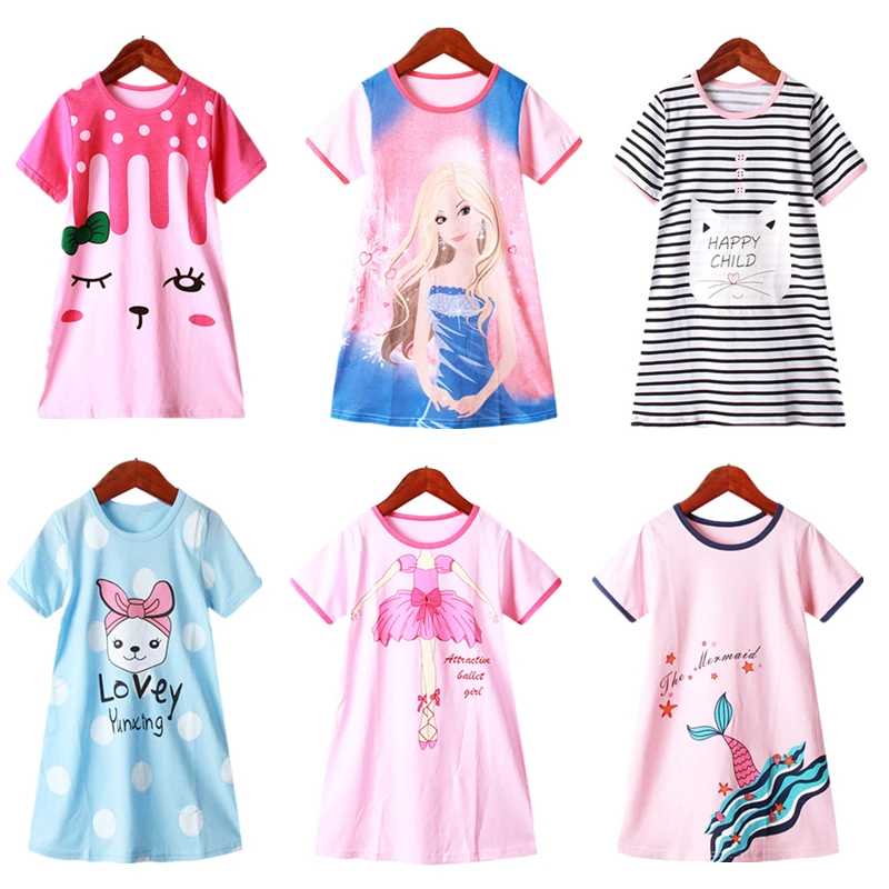 Хлопковое платье для девочек летние детские платья с рукавами милая детская