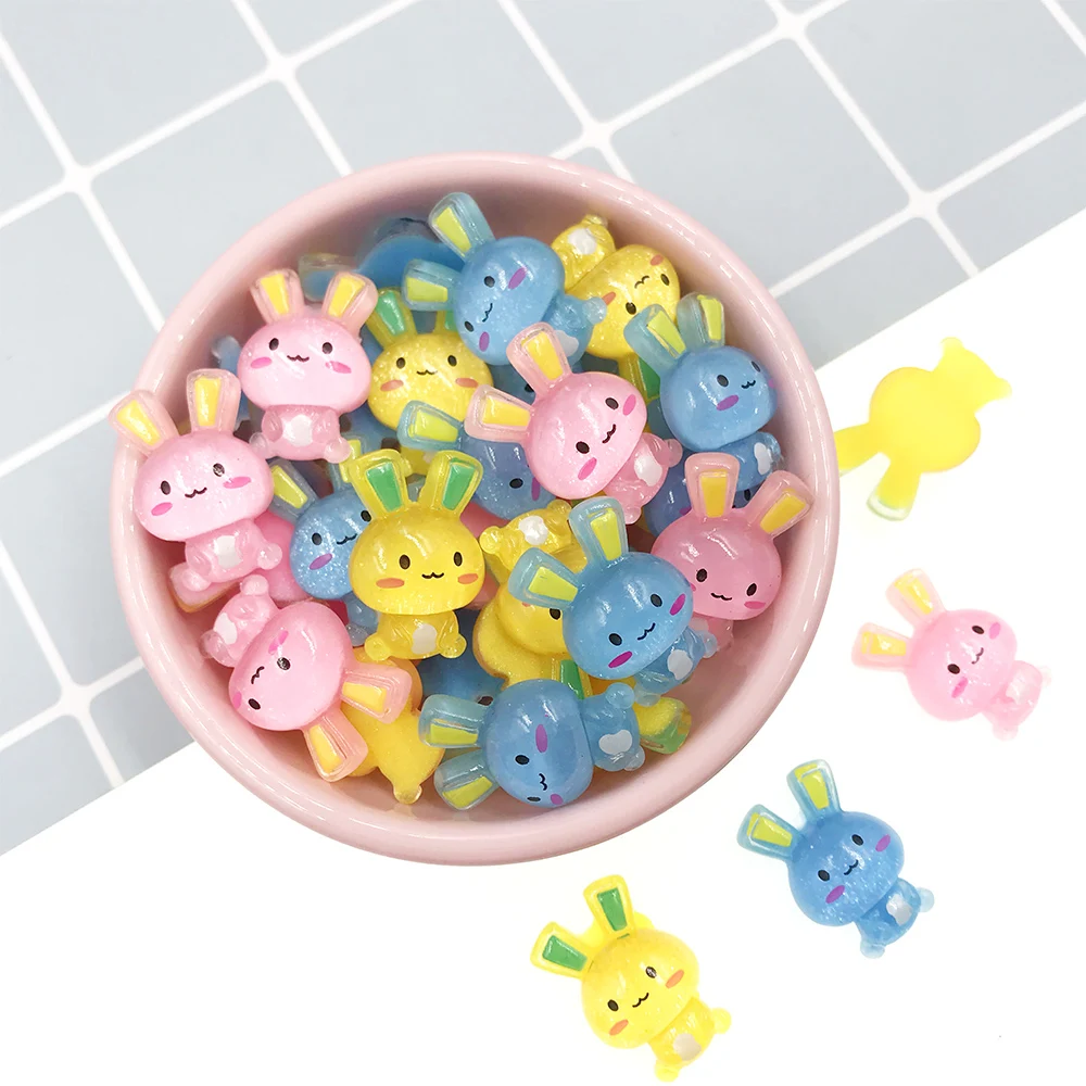 50 шт. кабошоны из смолы с плоской задней стороной в виде кролика для бантов