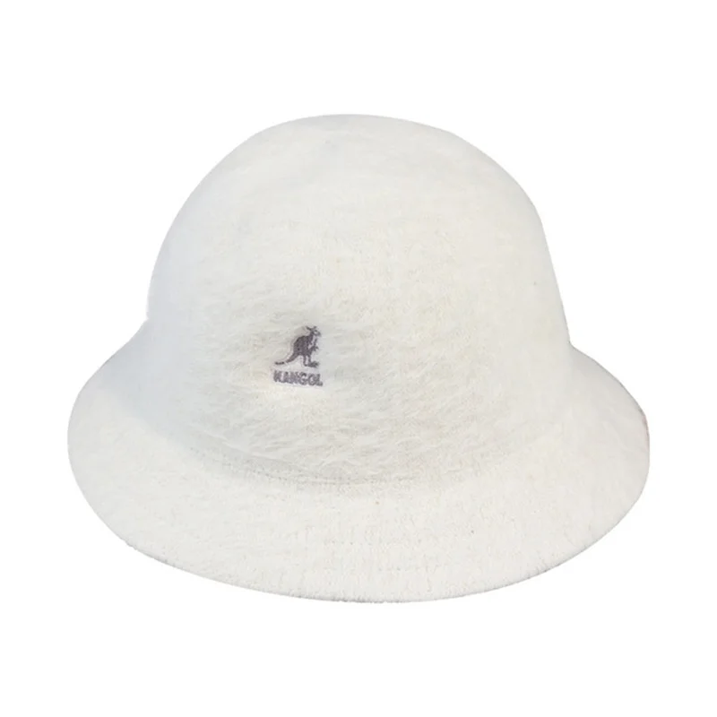 

Bucket Hat Woman Winter Warm Angola Pure Rabbit Fur Dome Flat Kangaroo Embroidery Hats Bob Panama Outdoor Fisherman Caps