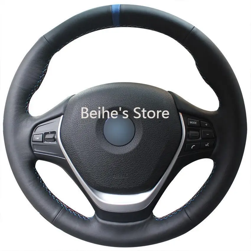 

Для BMW F30 320i черная кожаная черная замша ручная вышивка крестом чехол рулевого колеса автомобиля