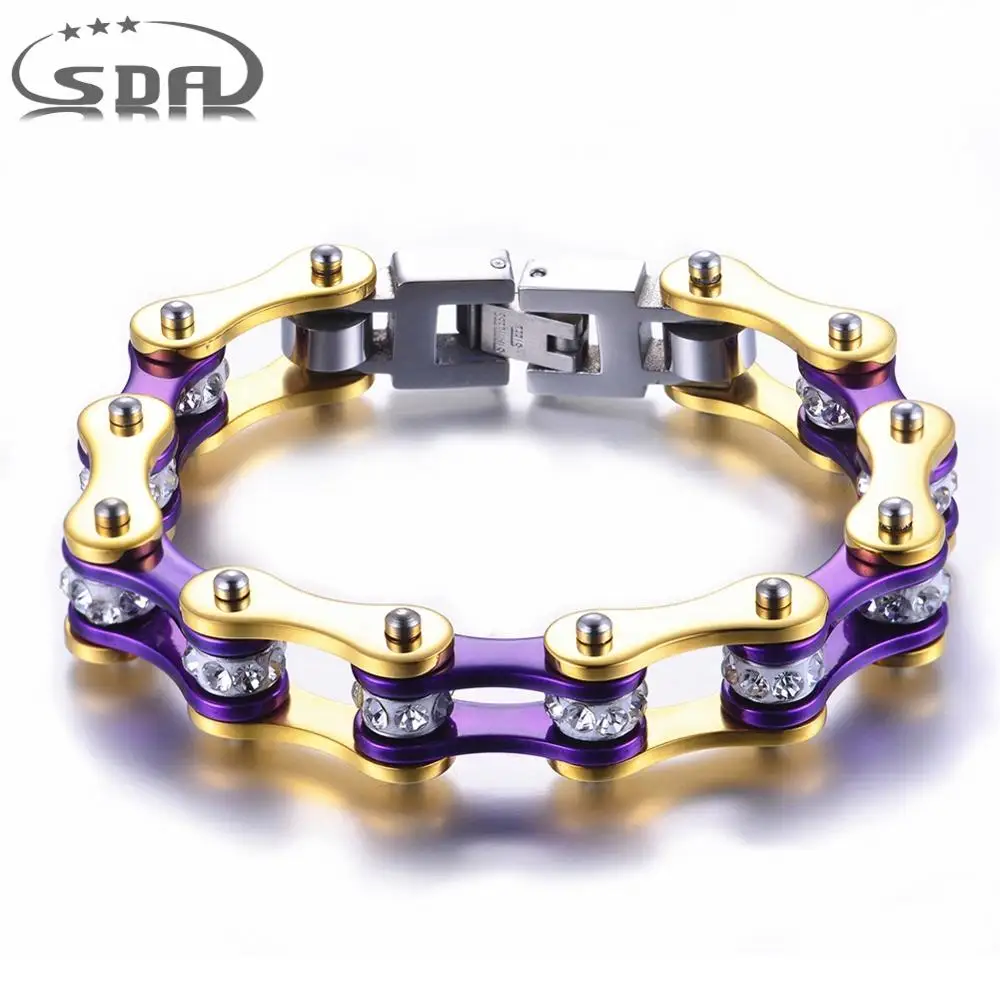 Роскошный золотистый браслет SDA из нержавеющей стали 316L байкерские велосипедные