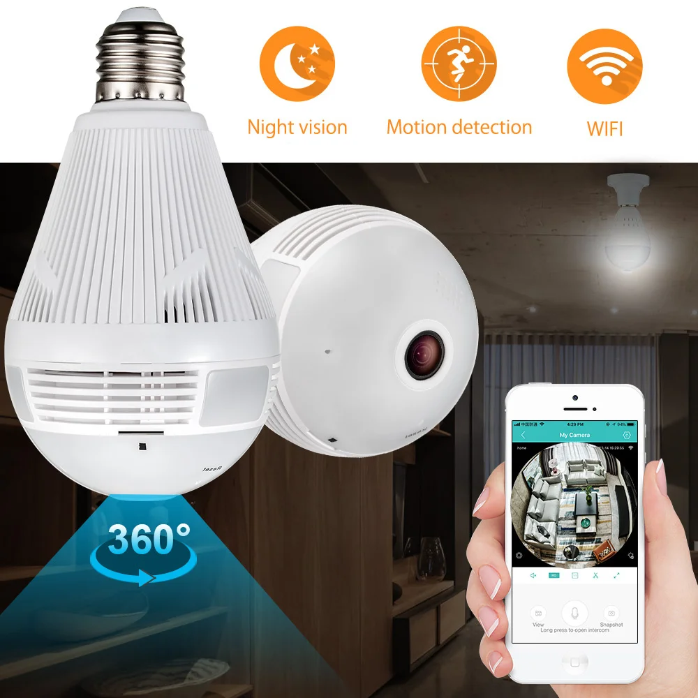 IP камера видеонаблюдения с лампочками Wi Fi 360 градусов 960P|Камеры видеонаблюдения| |