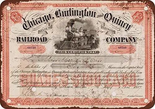 Новый жестяной знак 1887 сертификат CBQ винтажный вид Репродукция | Дом и сад