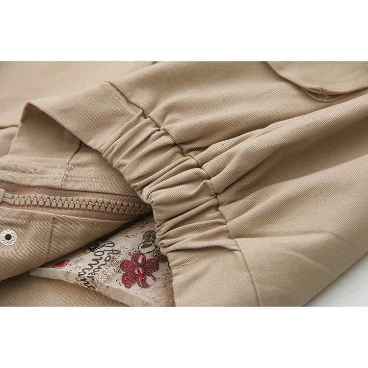 

Plus Size 2XL-4XL Fashion Cotton OL Jackets Autumn Winter Casual Long Sleeve Coats with Big Pockets