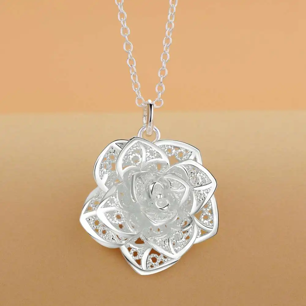 2020 Новое прибытие Серебряный цвет цветок подвесное ожерелье классическое женское ювелирное изделие лучший подарок для свадьбы День рождения высокое качество 2020 Новое прибытие Серебряный цвет цветок подвесное ожерелье классическое женское ювелирное изделие лучший подарок для свадьбы День рождения высокое качество