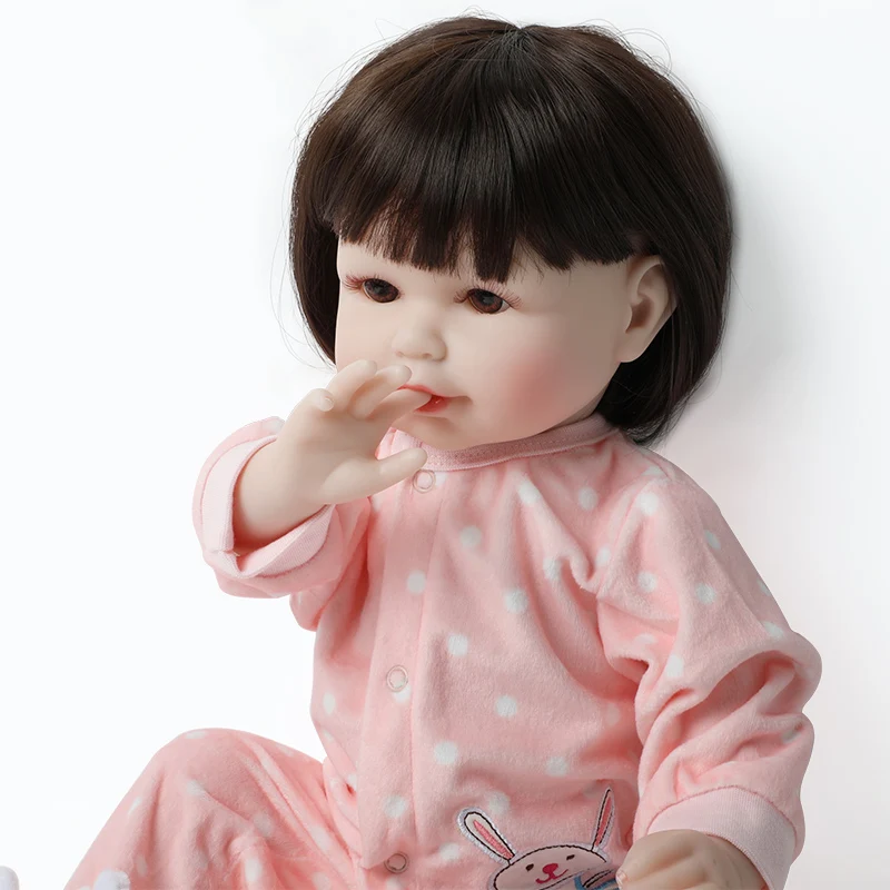 

56cm Silicone Reborn Dolls 22 Inch Alive Toddler Realistic Lifelike Real Long Hair Girl Baby Doll With fawn Toys for Children