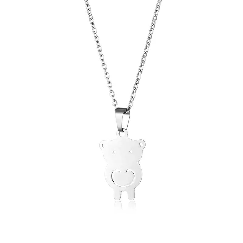 

1pcs Romantic Stainless Steel Cartoon Frog Necklace For Kids Girl Bear Pendant Chocker 2021 Birthday Wedding Gift Wholesale