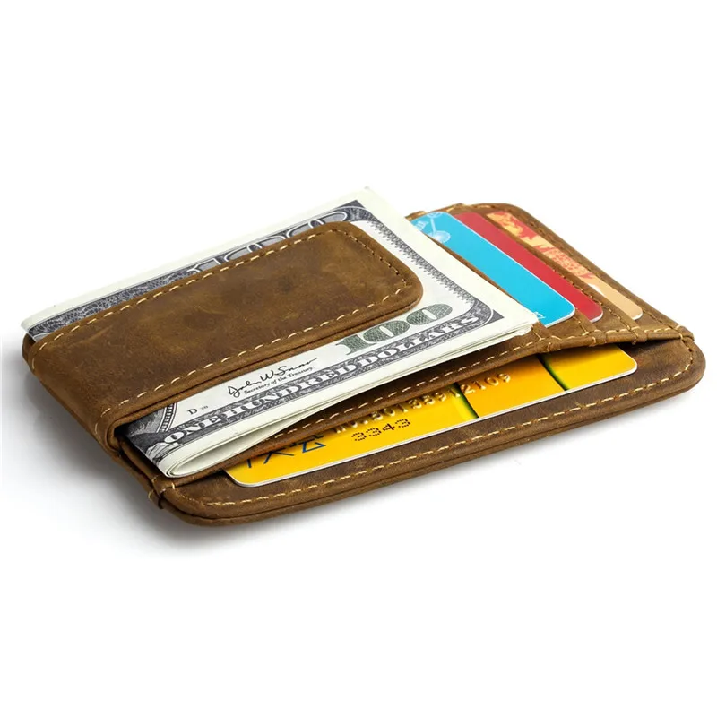 Высококачественные винтажные коричневые мужские кошельки из натуральной кожи