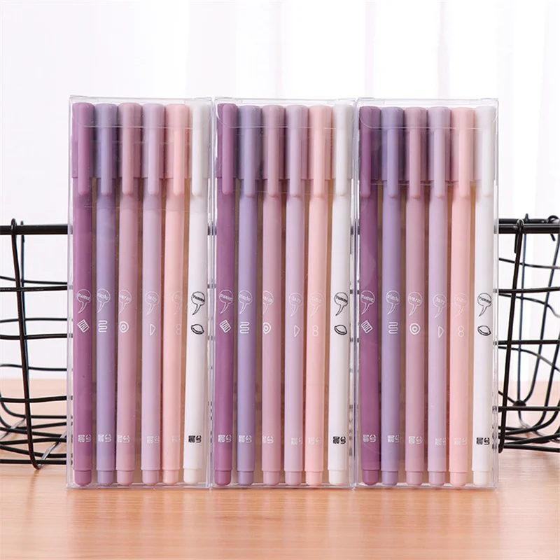 

6pcs/set Creative Cute Morandi Simple Gel Pen Kawaii Quick Drying Cap Neutral Pen Bullet Journal Supplies Gel Pen Set Stationery