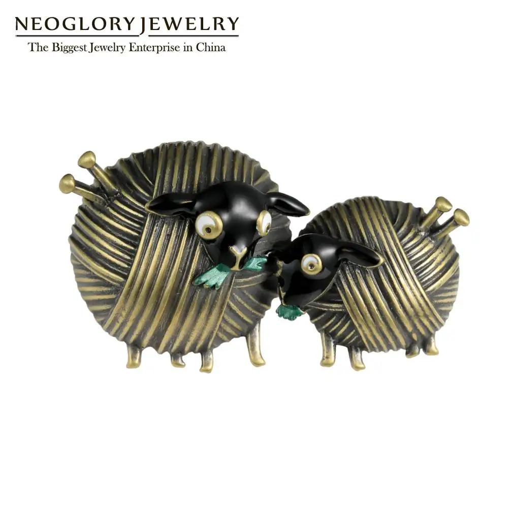 Neoglory New Creative Design Funny Cartoon Sheep Animal Brooches Antique Looking Enamel Pins Badges Birthday Gift For Friend