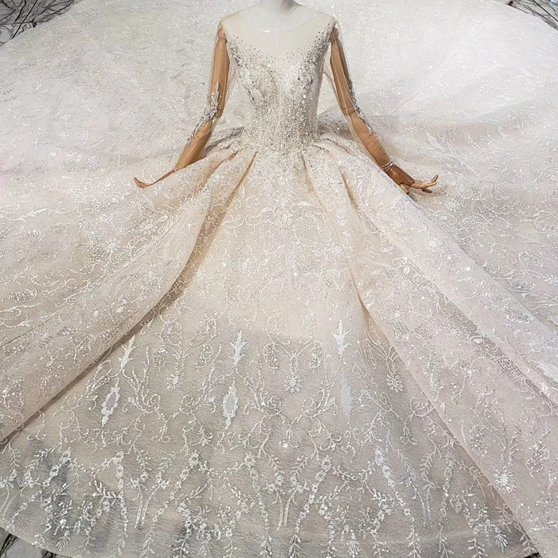 HTL637 платье для свадьбы 2020 с длинным рукавом невесты отделкой бисером и