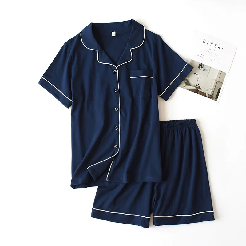 Парные пижамные комплекты из 100% хлопка однотонные женские с коротким рукавом