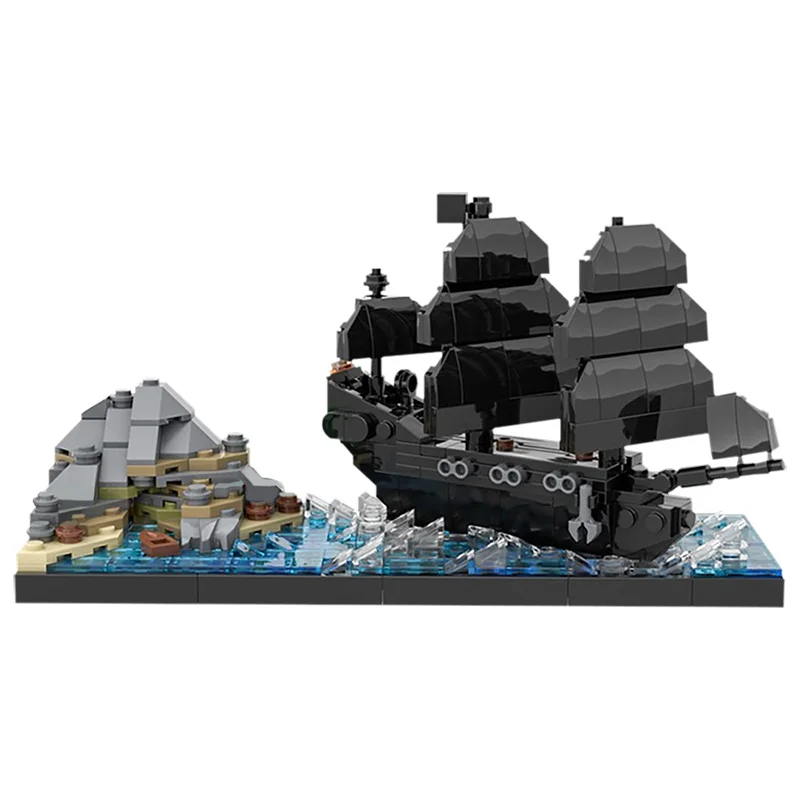 

MOC Pirate Harbor Sailing World Black Pearl Ship Building Blocks Pirate Ship Brick Model Building Blocks Children's Toys 400 PCS