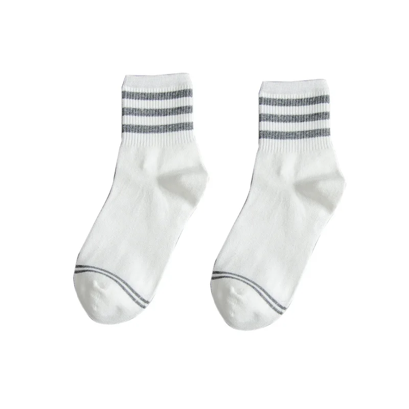Женские короткие носки с тремя полосками новые модные хлопковые белые женские