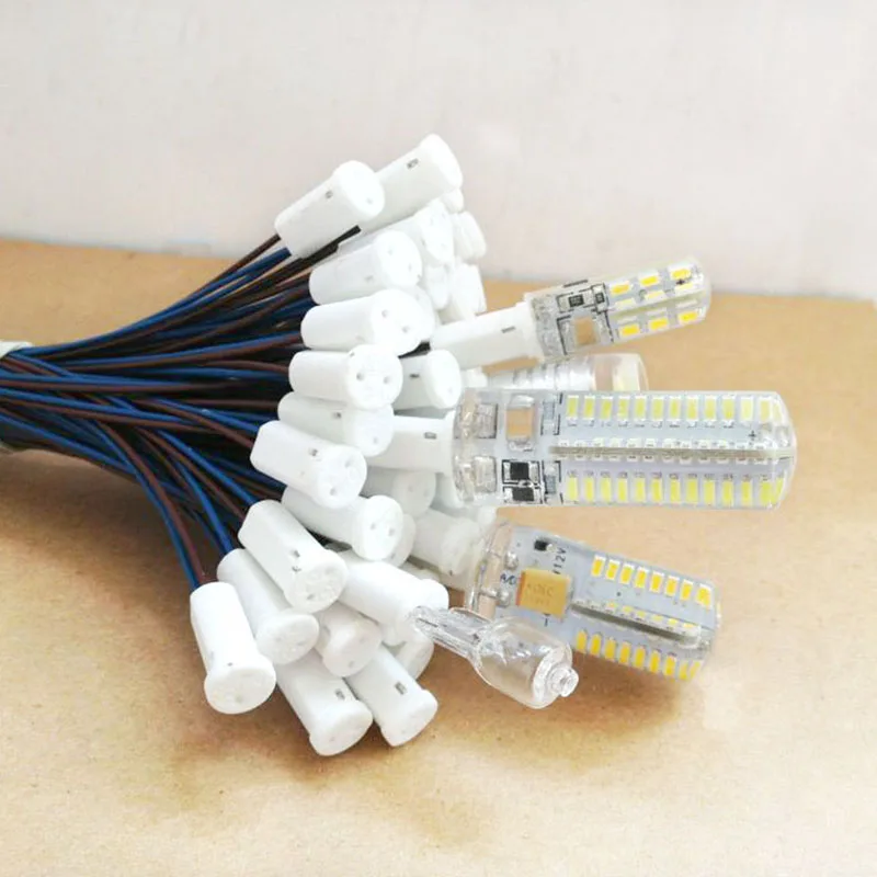 

10PCS 20 50 100cm LED lamp G4 socket plug bulb / G4 ceramic bulb holder high quality crystal holder support plug lamp