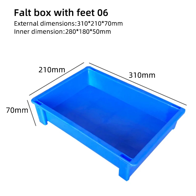 

Plastic tool storage box with feet flat box parts box No. 06 blue stackable combination parts box