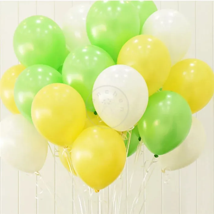 30 шт. 10 дюймов Свадьба День валетина зеленый желтый латекс воздушные шары для