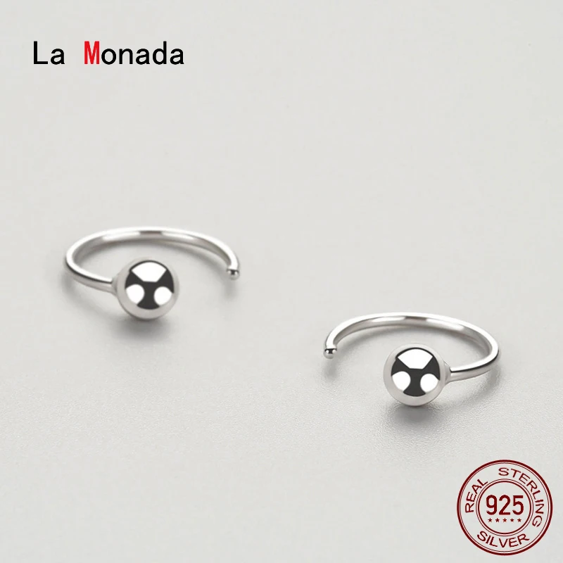 

La Monada Minimalist 925 Silver Hoops Women Bead Ball Geometric Real 925 Hoop Earrings For Women Silver Hoops 925 Hook Circle