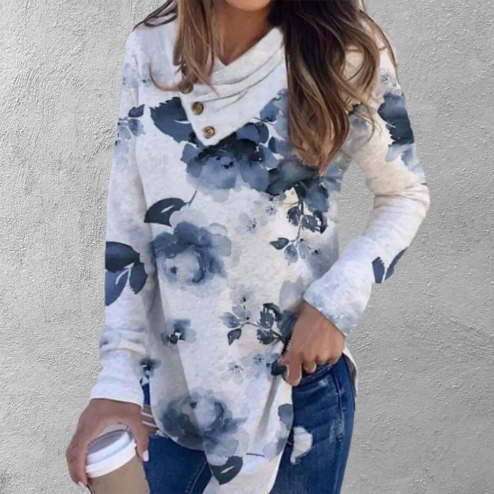 

Blouse Women Vintage Top Floral Print Pullover Vintage V Neck Women Base Shirt Loose Long Sleeve Women Blouse Shirt Plus size