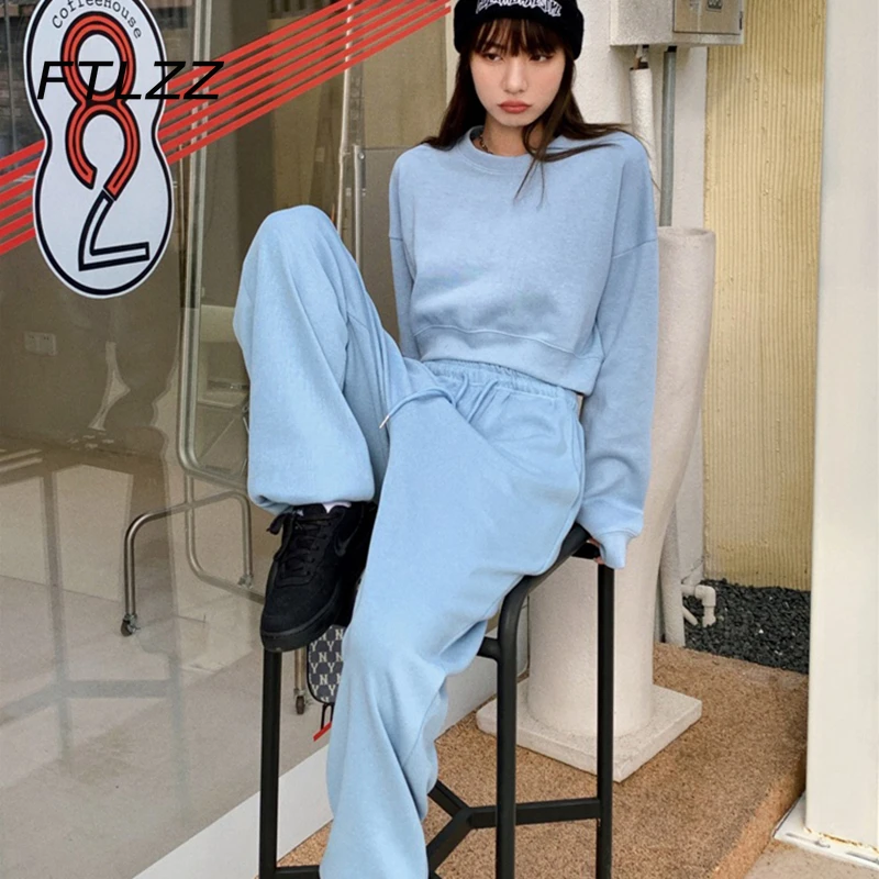 

New Women Tracksuits Spring Autumn Streetwear Crop Sweatshirts Jogger Harem Pants Outfits Woman Casual Two Piece Set Sportsuits
