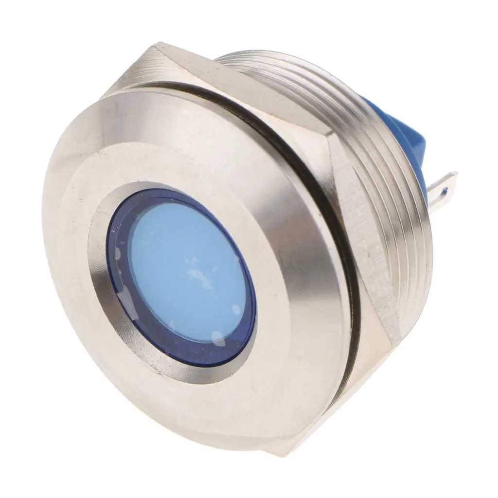 

Mounting Hole 25mm 12V Waterproof Metal Indicator Light Blue LED Signal Lamp High-lighted ~ Concave Head