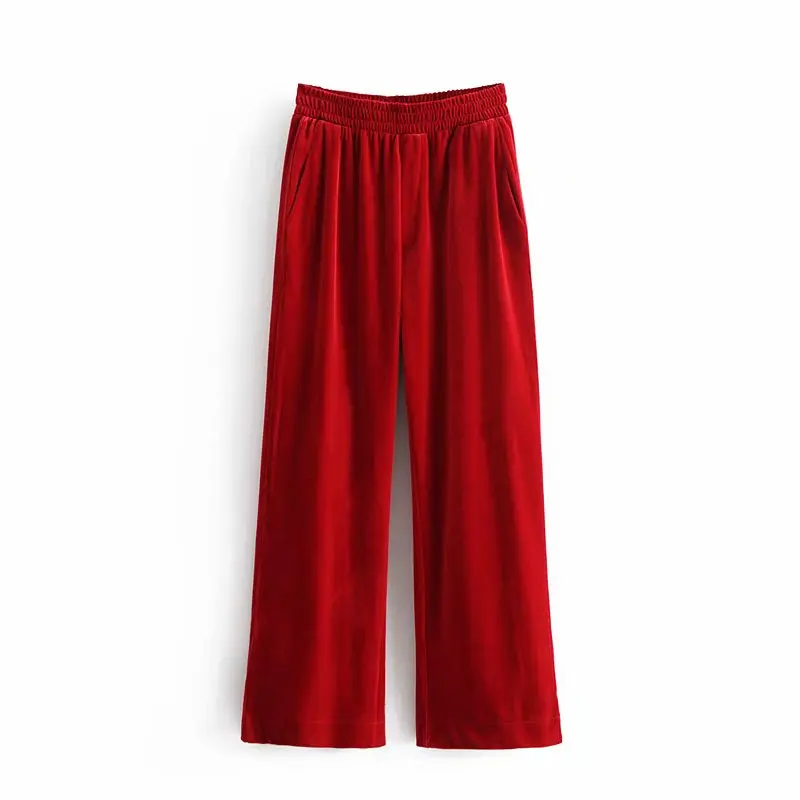 Women's velvet Vintage pant Suits Blazer Jacket + Wide leg pants 2-piece set Office lady Workwearpant Set fenimino | Женская одежда