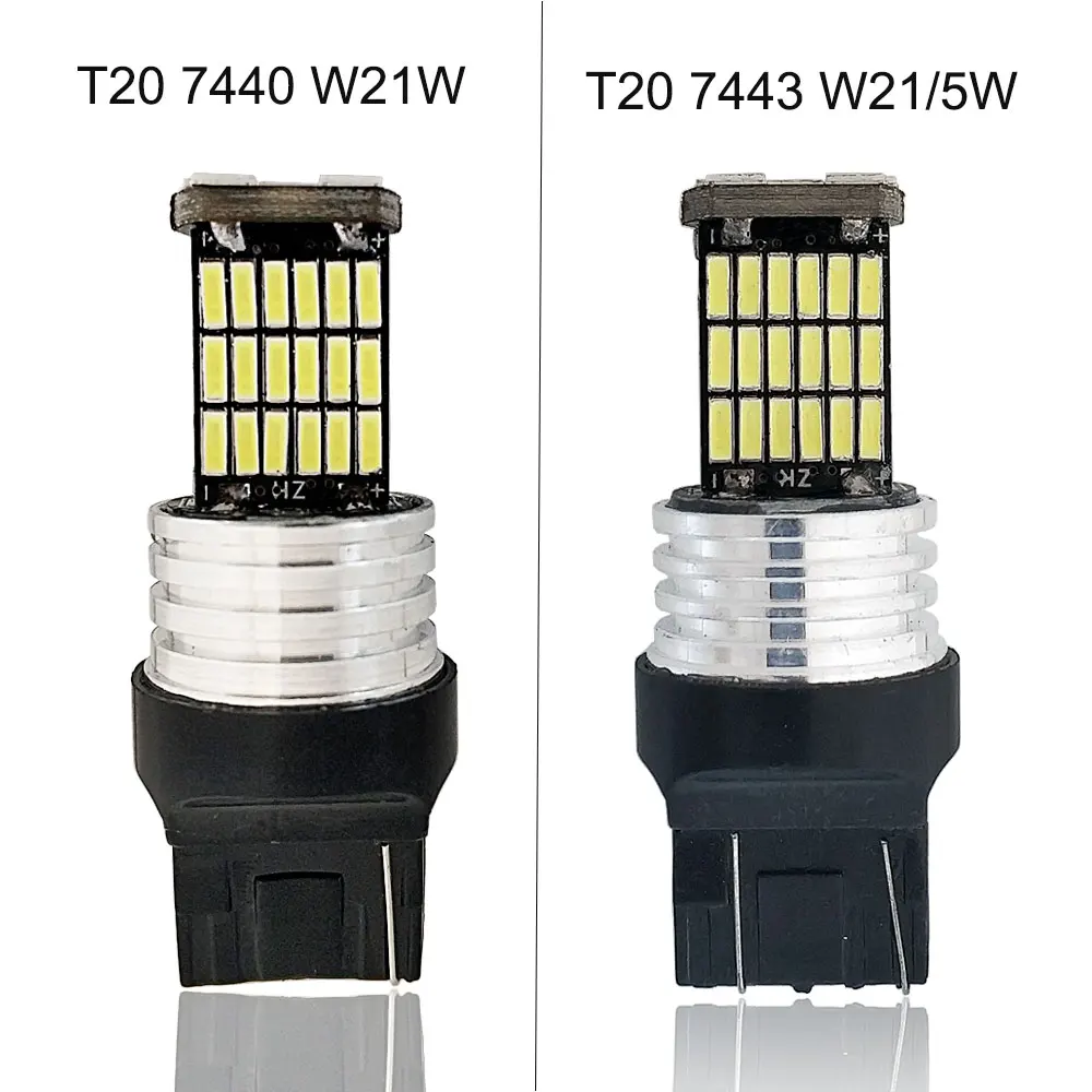 2 шт. T20 7440 7443 светодиодный светильник W21/5 Вт W21W светодиодный 45SMD 4014 автомобильная лампа автомобильный тормозной светильник лампа заднего хода белый красный желтый