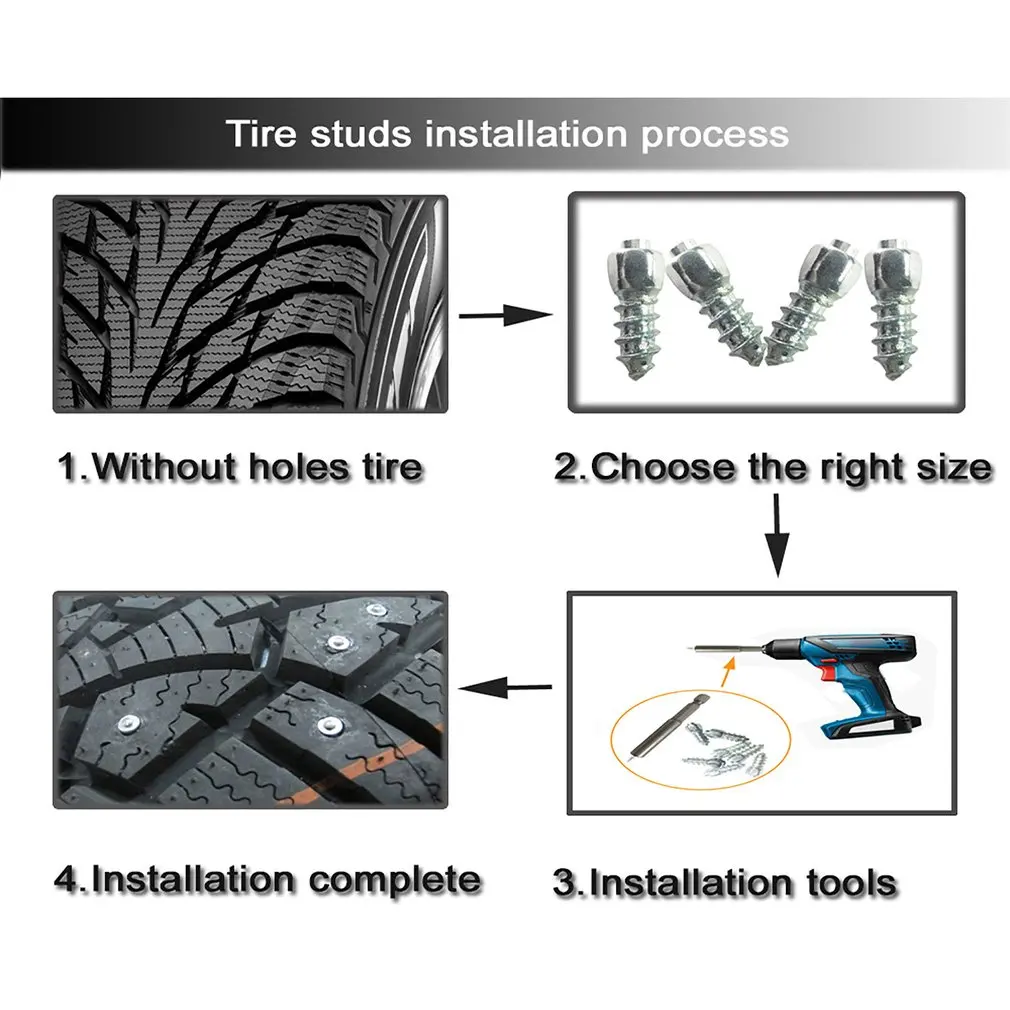 100 Pcs Stud Screw 9mm + 1 Pc Drill Sleeve Auto Car SUV ATV Anti-Slip Wheel Tyre Snow Tire Spikes Trim | Автомобили и мотоциклы