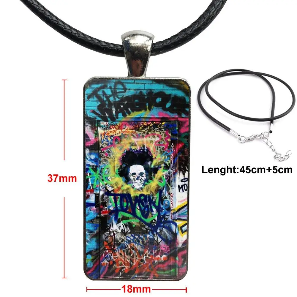 

In Memory Basquiat Manson Perfect For Men Women Party Gift Glass Pendant Necklace Handmade Half Pendant Rectangle Necklace