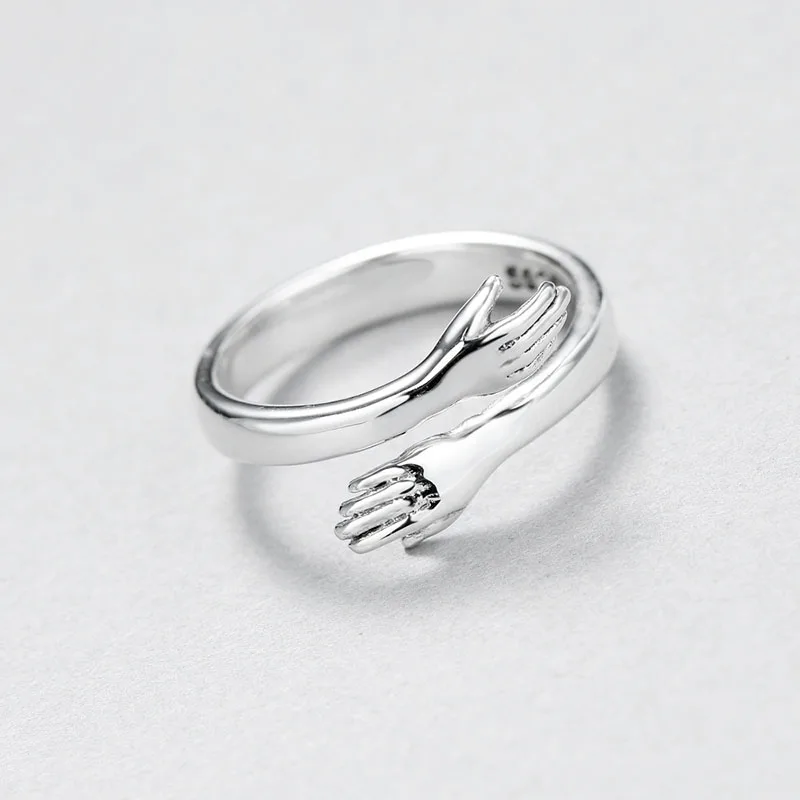 

Finger Rings For Women Hands Hug Shaped Trendy Fine Jewelry Open Adjustable Antique Rings Anillos High Quality Love Hug Gifts